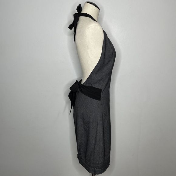 Halter Dress Womens 3 Gray Houndstooth Waitress Pants Dress Unique Career Office - Picture 5 of 12